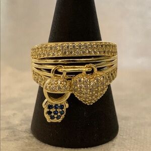 Women 14k Gold Plated  Ring with Hart and  Boy Charms
